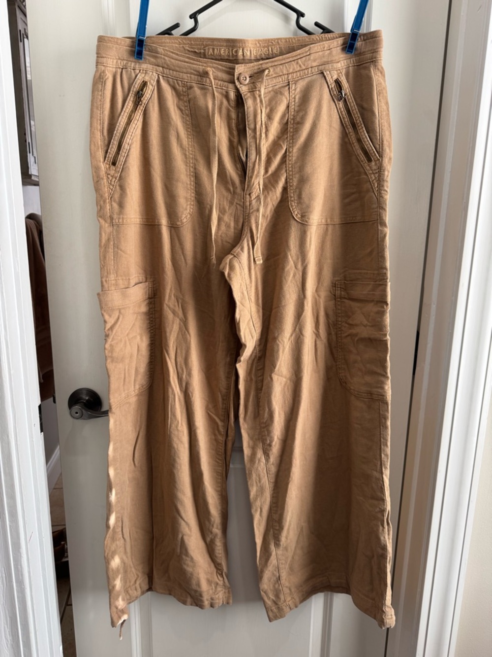 American Eagle Outfitters Dreamy Drape Wide-Leg  Pants in khaki